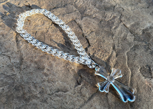 Acrylic Necklace Cuban 'Clear'