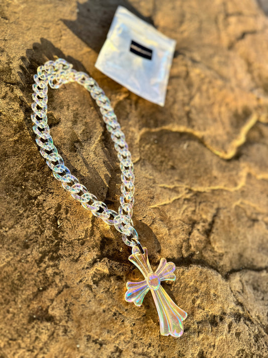 Acrylic Necklace Cuban ‘Iridescent’