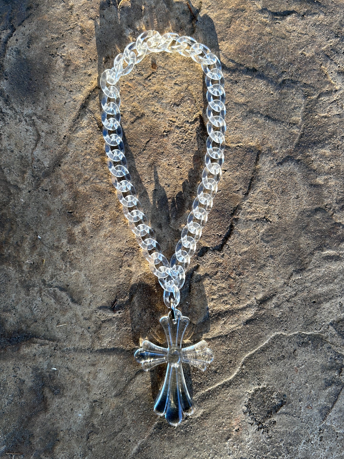 Acrylic Necklace Cuban 'Clear'