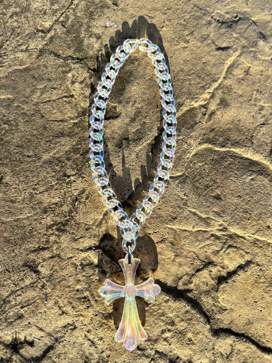 Acrylic Necklace Cuban ‘Iridescent’