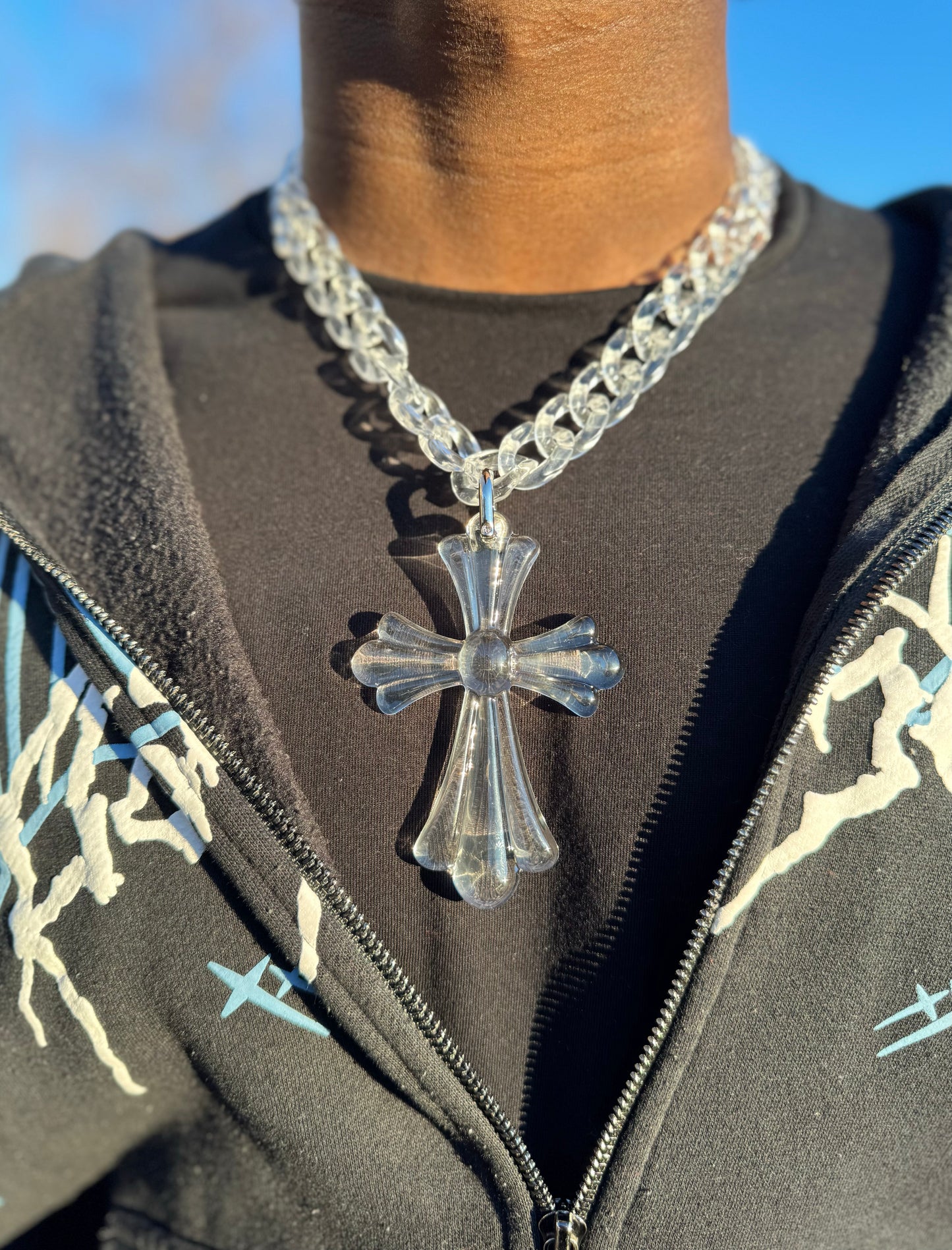 Acrylic Necklace Cuban 'Clear'