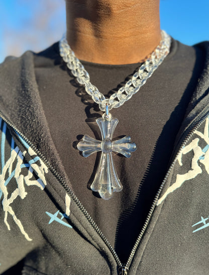 Acrylic Necklace Cuban 'Clear'