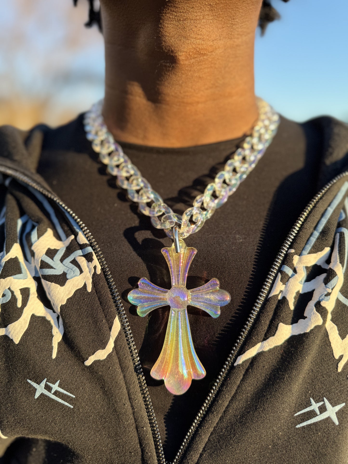 Acrylic Necklace Cuban ‘Iridescent’